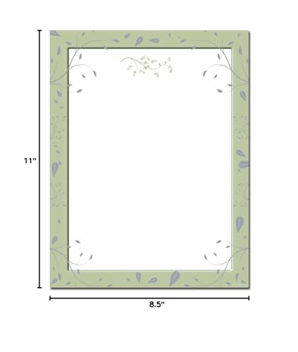 Sage Leaves Letterhead Laser & Inkjet Printer Paper, 100 pack - size: 100 Pack, style: Sage Leaves