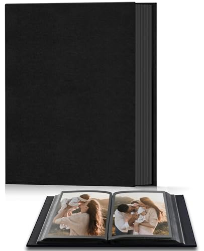 Popotop Photo Album 4x6 100 Pockets for Wedding Gifts,Linen Hardcover Picture Albums for Family Anniversary Baby Vacation Pictures - color: Black, size: 100 Pockets