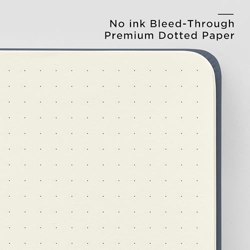 &And Per Se Dotted Notebook with Pen, A5 Hardcover Dotted Journal, 160 Pages 100GSM Thick Paper Dot Grid Journal with Fineliner Pen (Dark Blue) - color: Dark Blue, size: 160-Dotted
