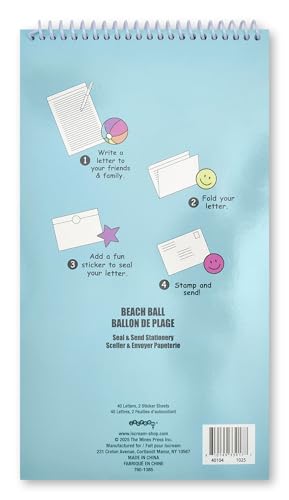 iscream Fold and Send Girls Stationery Card Pad with Seals - Beach Balls - color: Beach Balls