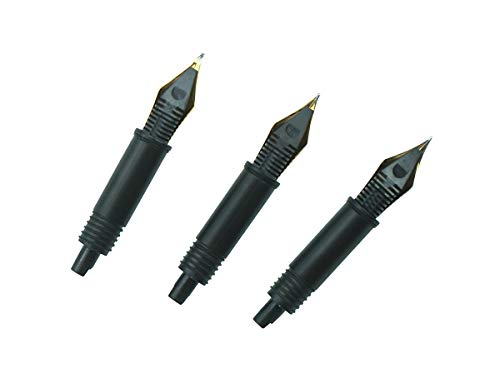 Set of 3 Hongdian Fountain Pen Nibs Gold Trim (Fine, Extra Fine and Bent Nib) for Black Forest 1850, 1851, 1861, M2, M1, 1843, 6013, 517D, 517S, 525, 1843 and 920 Series - color: Gold Trim, style: EF, F, Bent