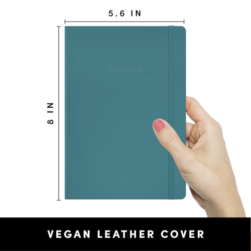 PAPERAGE Undated Weekly & Monthly Hardcover Planner (Turquoise), 5.6 in x 8 in, Includes Lined Note Pages & 2 Sticker Sheets - color: Turquoise, style: Casebound