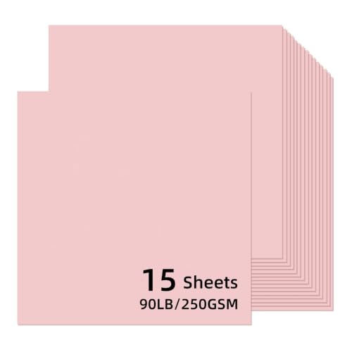15Sheets Light Pink Cardstock Paper, 12x12 Card stock for Cricut, Thick Construction Paper for Card Making, Scrapbooking, Craft 90 lb / 250 gsm (LightPink) - color: LightPink