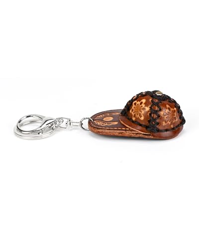Leather Keychain Vintage Handmade Key Chain Purse Charm Gift for Women Girl - color: Peaked Cap