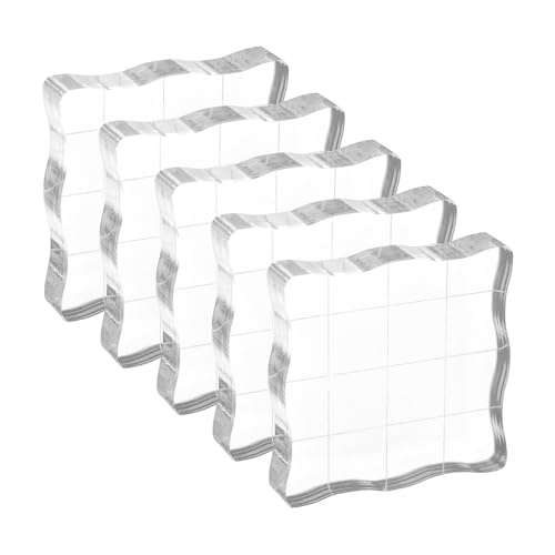 PATIKIL Acrylic Stamp Block, 5 Pack Stamping Block Square Shape with Grid Lines Decorative Mounting Blocks Set for Scrapbooking DIY Crafts Cards Making, 1.50" x 1.50" - size: 1.50" x 1.50"