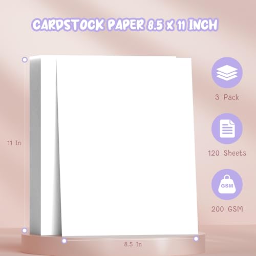 120 Sheets White Cardstock 8.5 x 11, Card Stock Paper 8.5 x 11 White | 200 GSM Heavy Cardstock Printer Paper, Construction Paper for DIY Cards, Greeting Cards, Invitations, Business Cards - color: White, size: 8.5x11 IN-120 Sheets