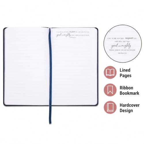 Eccolo Christian Journal Notebook Hardcover Lay Flat 192 Ivory Lined Pages - color: Dark/Light Blue, size: 6X8