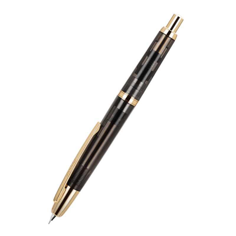 Jinhao 20 Press Fountain Pen, Transparent Black Retractable Medium Nib with Ink Converter Set (Golden Clip) - color: Transparent Black (Golden Clip), style: Medium