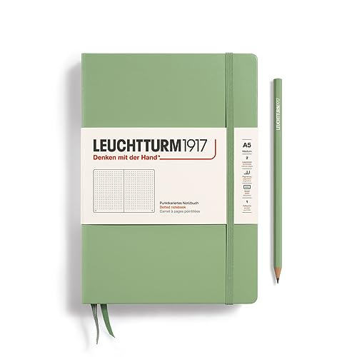 LEUCHTTURM1917 - Notebook Hardcover Medium A5-251 Numbered Pages for Writing and Journaling (Sage, Dotted) - color: Sage, style: Dotted