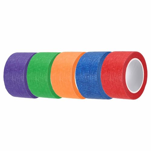 HARFINGTON 5pcs 1-3/16" x 11 Yard Colored Masking Tape Universal Crepe Paper Colorful Masking Painter Tape for Art Drawing DIY Handcraft Sealing, Dark Blue Dark Green Red Orange Purple - color: Dark Blue Dark Green Red Orange Purple, size: 1-3/16" x 11 Ya