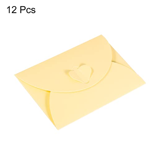 PATIKIL Gift Card Envelopes, 12 Pack Heart Shaped Clasp Small Gift Cards Holder Mini Envelope for Birthdays Weddings, Beige - color: Beige