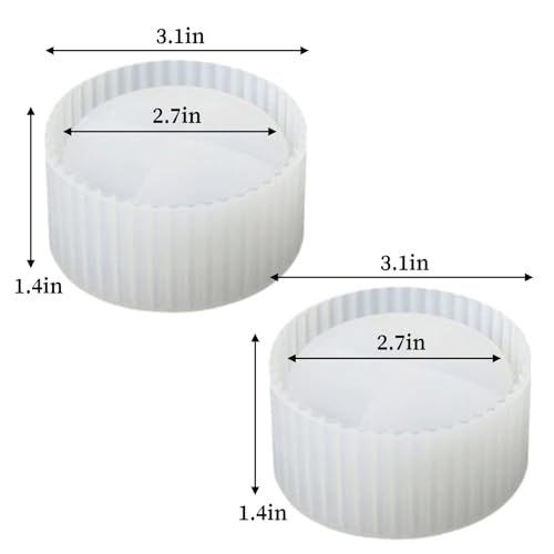 Wehous 2PCS Round Candle Holder Molds, Striped Storage Box Jar Plant Pot Silicone Molds for Epoxy Resin Concrete Cement Plaster, Container Trinket Tray Jewelry Holder Craft Mould DIY Home Ornament - color: 2x round strip