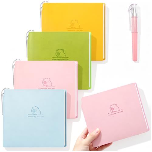 ZLFSRQ 4Pack Mini Blank Notebook with Pen 3.9 x3.9 Inch Journal Notebooks