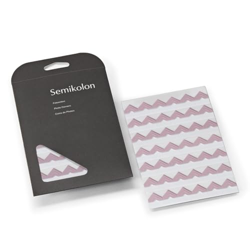 Semikolon 371944 Self-Adhesive Photo Corners Pack of 252 – Storage Pack, Adhesive Pads for Photo Book and Photo Album – Rose - color: Cotton Candy