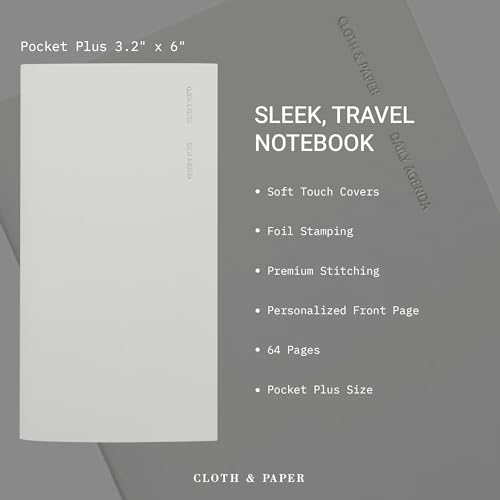 Cloth & Paper Travel Notebook | Daily Planner Agenda – Aspen | Pocket Plus Planner Notebook 3.2" x 6" | Productivity Planner with Hourly Schedule Layout for Planning & Time Blocking – Soft Touch Cover - color: Aspen