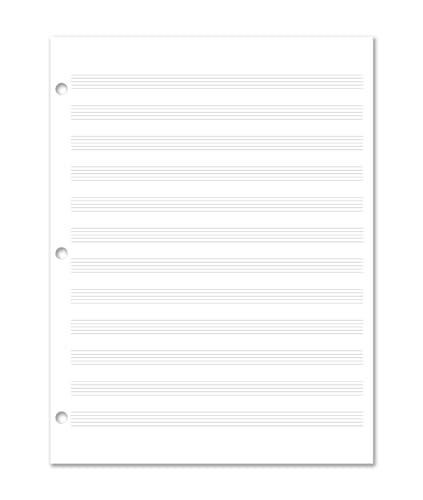 BookFactory Music Staff Loose Leaf Sheets, 8.5" x 11", 50 Pages - style: Loose Leaf Sheets