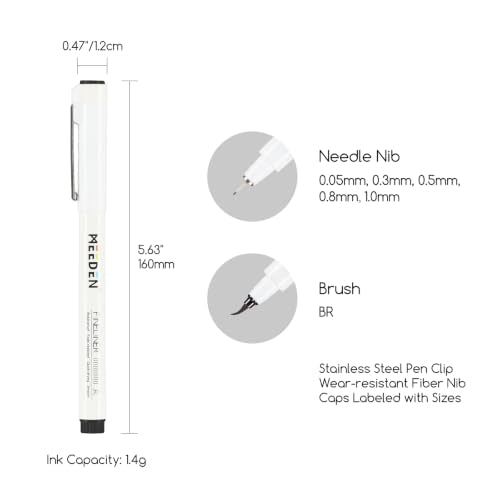MEEDEN Micro Fineliner Drawing Pens: 6 Sizes, 0.05-3mm, Black Archival Ink | Waterproof ink for technical drawing, sketching, outlining, illustration, manga, and journaling - style: Multi-size (6 PCS)