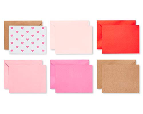 American Greetings 200-Count All-Occasion Blank Stationery Cards, Assorted Pink, Red, Kraft & Heart Print