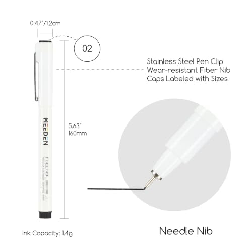 MEEDEN Micro Fineliner Drawing Pens: 0.2mm Needle Nib, 6 Pack, Black Ink | Waterproof archival ink for technical drawing, sketching, outlining, illustration, manga, and journaling - style: 0.2mm Needle Nib
