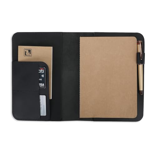 Refillable A5 Leather Cahier Journal Cover 5.75 X 8.25 In, Black | Handmade Refillable Leather Cover Fits Medium A5 5.75 X 8.25 In Notebooks And Cahiers For Travelers, Writers And Gifting - color: Black
