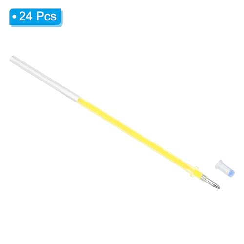 PATIKIL 1mm Gel Pens Refills,24 Pack Fluorescence Metallic Ink,Yellow | Bold Point for Adults Coloring Books Scrapbooking Art Drawing Journaling - color: Yellow