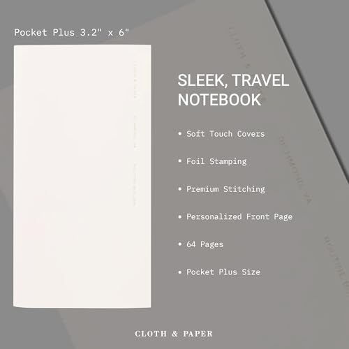 Cloth & Paper Travel Notebook | Routine Builder Planner – Beignet | Pocket Plus Habit Tracker Notebook 3.2" x 6" | Routine Planner for Habit Tracking, Goals & Daily Productivity – Soft Touch Cover - color: Beignet