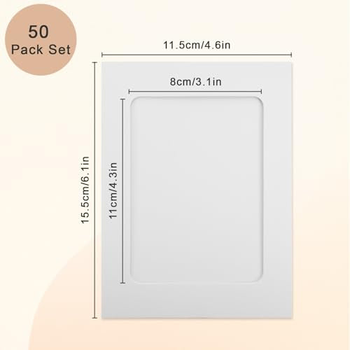 50Pcs 4x6 Paper Picture Frames Bulk, Hanging Pictures with String Photo Hanger with Clips Hanging Photo Display Wall Decor, Diy Picture Frame Craft Birthday Photo Banner for Picture Board for Photos - color: White