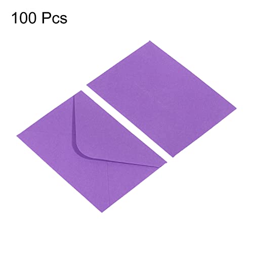 PATIKIL Mini Envelopes, 100 Pack Mini Gift Card Business Card Envelope for Greeting Weddings, Purple - color: Purple