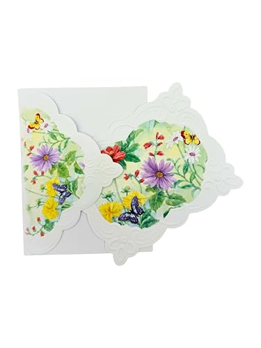 Set of 3 - Butterflies Floral Harmony Decorative Notecards by Carol Wilson Spring Meadow Boxed Portfolio. 10 embossed 4x5 Die-Cut Notecards and Matching Envelopes in Decorative Gift Box Magnetic Flap. NCP2439 - color: Floral - Spring Meadow, style: 3 gift