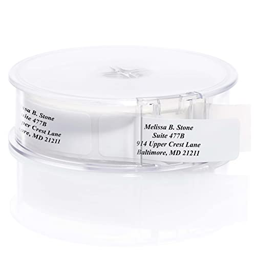White Personalized Return Address Labels with Elegant Dispenser - Roll of 500 Custom Stickers - color: White, size: 500 Labels