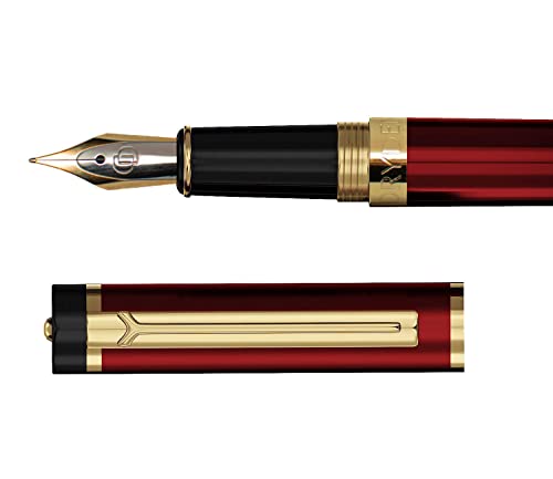 Dryden Designs Fountain Pen Medium Nib Gift Pouch - with 24 Ink Cartridges - MCM (Red) - color: Red
