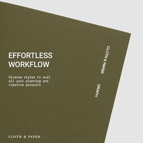 Cloth & Paper Travel Notebook | Graph Notebook – Olive | Pocket Plus Grid Paper Notebook 3.2" x 6" | Graph Layout for Notes, Diagrams, Lists & Structured Planning for Work or Study – Soft Touch Cover - color: Olive