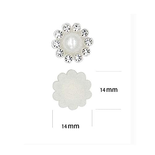 100 pcs Rhinestone Faux Pearl Buttons, Silver, 14mm - color: 100 PCS Silver