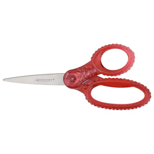 Westcott GEM Crystal-Design Scissors for Kids Ages 12+ - Back to School Essentials and Classroom Supplies - 7-Inch Pointed Student Scissors - for Right- or Left-Handed Use - Pink - 1 Pack - style: Pink Gem