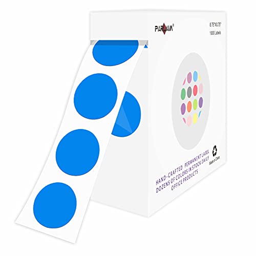 PARLAIM Blue 0.75 inch Round Color Coding Circle Dots Labels in Box 1000pcs - color: Blue, size: 1 Roll-1000PCS