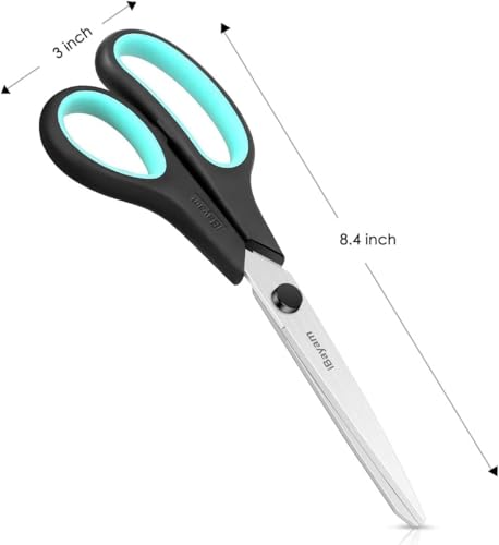 iBayam 8.5" All Purpose Sharp Black Scissors, Comfort-Grip Handles, 24-Pack | 2.5MM Thick Blade, School Student Teacher Classroom Must Have, Office Desk Home Sewing Fabric Supplies, Right & Left Handed - color: Red, Green, Blue, size: 24-Pack