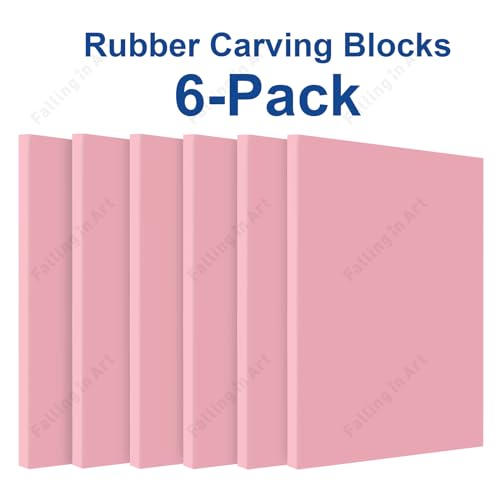 Falling in Art 6 Pack 4 x 6" Soft Linoleum Rubber Carving Blocks - size: 4''x6'' 6 Pack