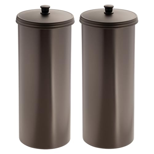 iDesign Freestanding Bathroom Toilet Paper Storage Holder, 2-Pack, Bronze - color: Bronze, size: Pack of 2, style: Lid with Handle