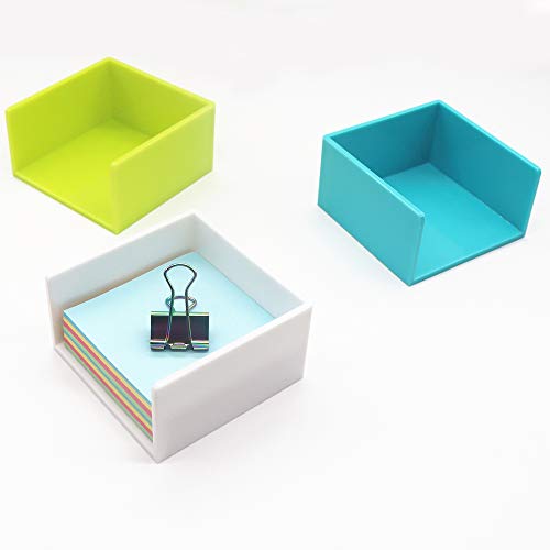 White Memo Holder 3 x 3 PS Notepad Organizer Sticky Notes Cube Holder for Home and Office Desk Organization (White) - color: White Holder