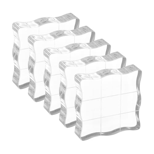 PATIKIL Acrylic Stamp Block, 5 Pack Stamping Block Square Shape with Grid Lines Decorative Mounting Blocks Set for Scrapbooking DIY Crafts Cards Making, 1.18" x 1.18" - size: 1.18" x 1.18"