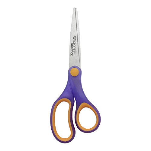 Westcott School Scissors for Kids Ages 12+ and Up - Back to School Essentials and Classroom Supplies - 7-Inch Pointed Student Scissors - for Right- or Left-Handed Use - Assorted Colors - 1 Pack - style: Non-Stick