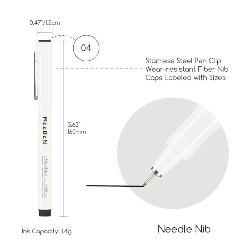 MEEDEN Micro Fineliner Drawing Pens: 0.4mm Needle Nib, 6 Pack, Black Ink | Waterproof archival ink for technical drawing, sketching, outlining, illustration, manga, and journaling - style: 0.4mm Needle Nib
