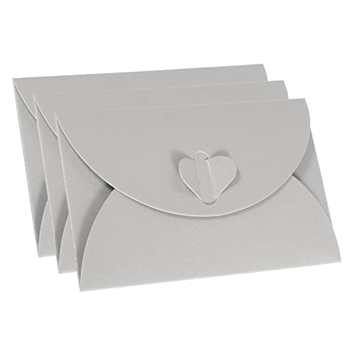 PATIKIL Gift Card Envelopes, 12pcs Heart Shaped Clasp Mini Envelope, Silver - color: Silver