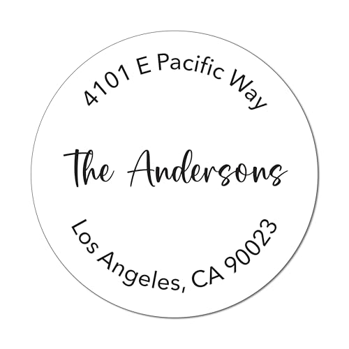 Personalized Round Address Labels - Circle Return Address Labels on Sheets (50-1000 Labels) (Cursive) - color: Cursive