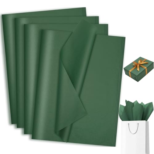woric 160 Sheets Dark Green Tissue Paper for Gift Bags 20 X 14 Inches | Forest Green Tissue Paper Bulk for DIY Crafts Wedding Birthday First Day of School Decorations - color: Forest Green