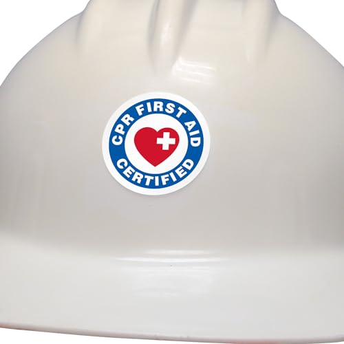 SmartSign CPR First Aid Certified Pack of 5 Hard Hat Labels | Retro-Reflective, 2" Circle - color: Cpr First Aid Certified