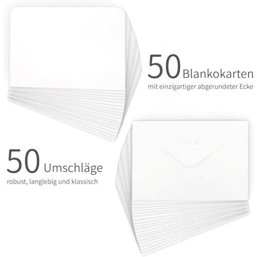 Funto Blank Watercolor Cards and Envelopes, 50 Cards, 5x7'', 140lb/300gsm, White, Acid-Free, Heavyweight Paper for All Occasions | 140lb/300gsm Acid-Free Watercolor Paper for Smooth Painting, DIY Invites, Thank You Notes, Greeting Cards and Creative Art -
