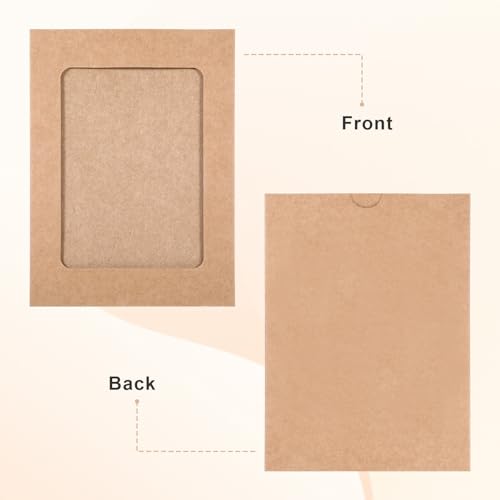 50Pcs 4x6 Paper Picture Frames Bulk, Hanging Pictures with String Photo Hanger with Clips Hanging Photo Display Wall Decor, Diy Picture Frame Craft Birthday Photo Banner for Picture Board for Photos - color: Brown