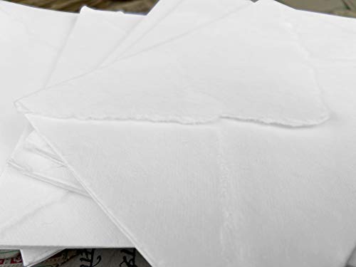 Wanderings Handmade White Deckle Edge Envelope - 4.25x6.25" - Package of 25 Cold Press Sheets - for Announcements Wedding Invitations Greeting Cards Crafts - Thick 150 GSM - color: White, size: Small 4.25" x 6.25"