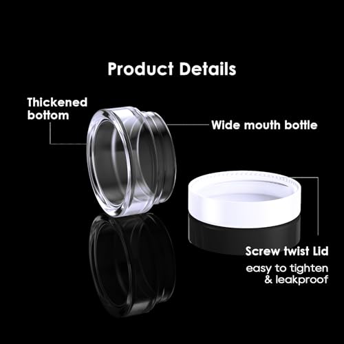 Eternal Moment 50 Pack 5G Sample Containers with Lids Cosmetic Small Jars | Makeup Travel Jars for Cream, Bead, Eye Shadow, Jewelry, Lotions, Powders, Glitters Lip Gloss with Labels,Spatulas (White) - color: White Lid, size: 0.17 Ounce